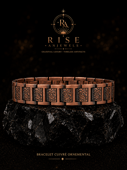 KIRA — bracelet en alliage cuivre-zinc, panneaux gravés en relief, Rise Anjewels